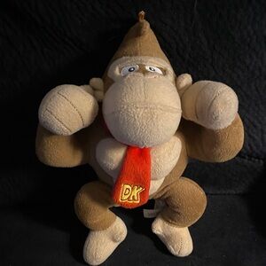 Brown Plush Donkey Kong DK Gorilla with Red Tie